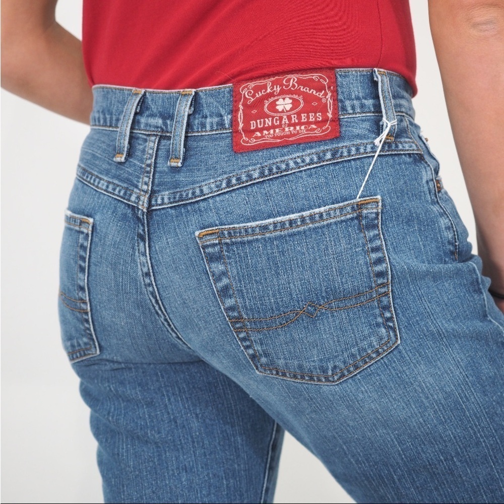 LUCKY * BRAND Vintage Y2k Distressed Mid-Rise Dark Wash flair blue jeans - Picture 11 of 11
